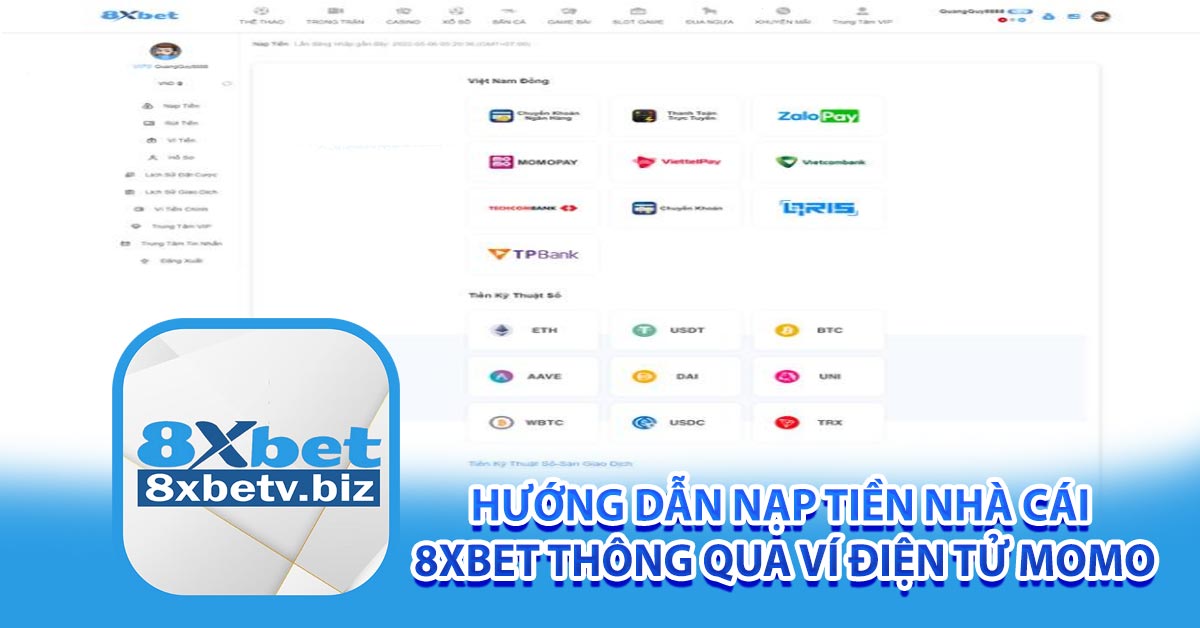 Hướng dẫn nạp tiền nhà cái 8xbet thông qua ví điện tử Momo